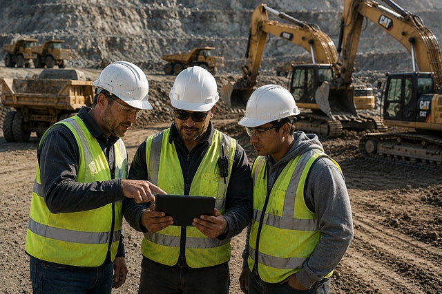 Construction site with workers and equipment